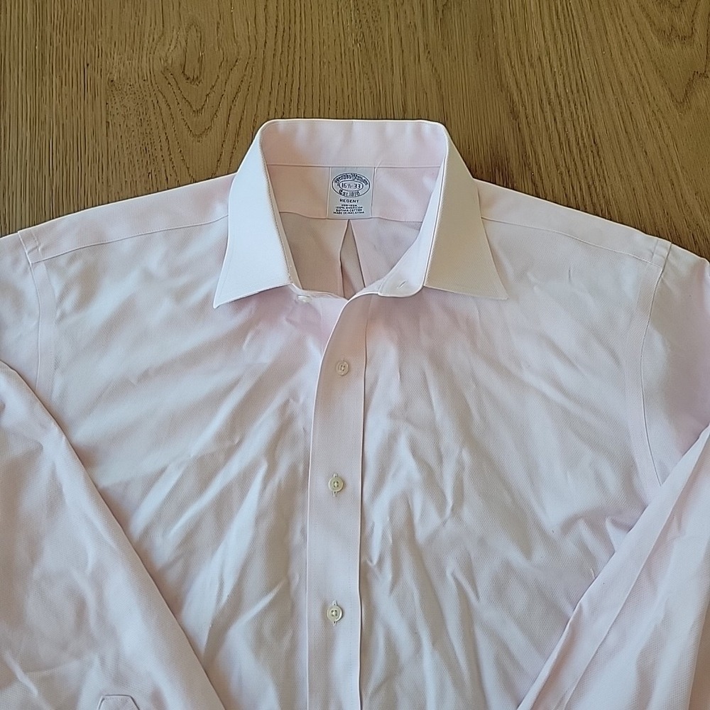 Brooks Brothers Dress Shirt Men's 16.5 33 Regent Pink Non-Iron Supima Cotton - Picture 3 of 10